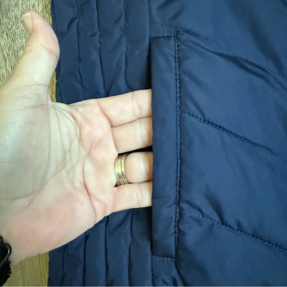 Talbots Navy Quilted Vest with Pink Accents - Picture 3 of 7